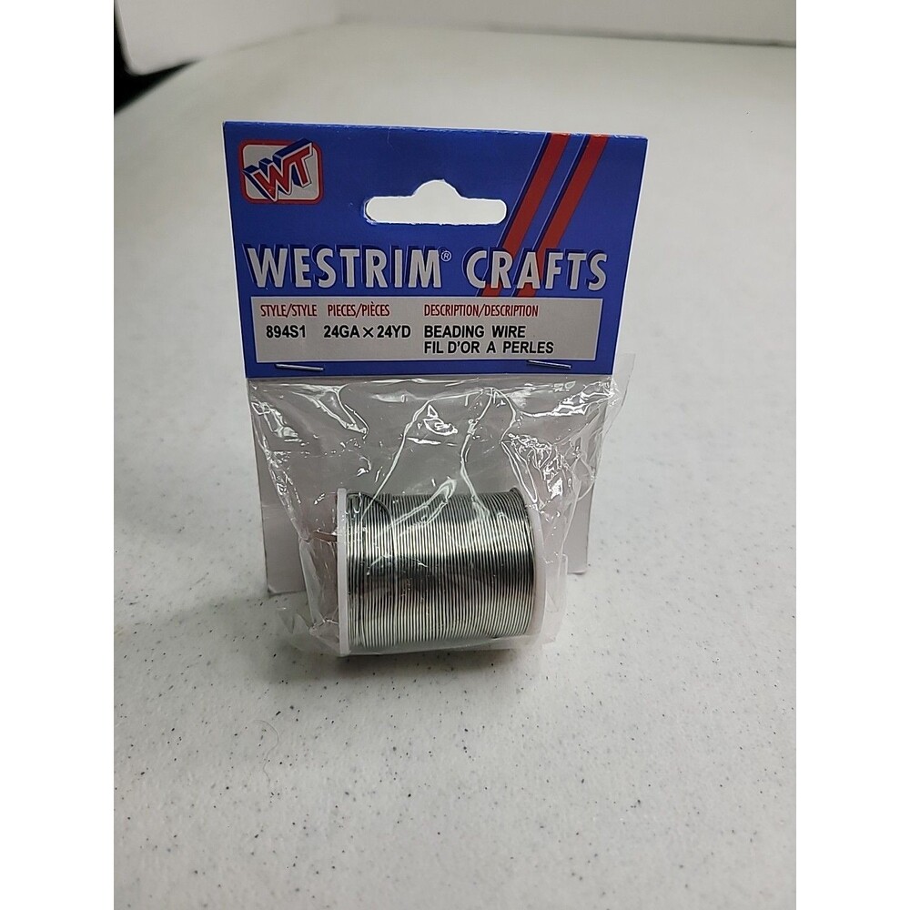 1990's vintage Westrim Crafts 24 gauge bead wire silver 24 yrds new